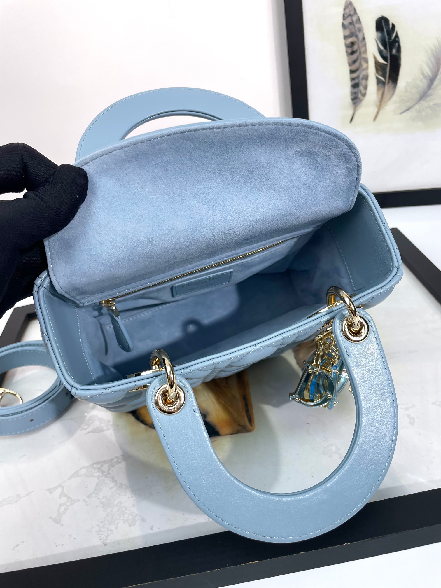 Small Lady Dior My ABCDior Bag Sky Blue Cannage Lambskin